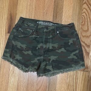 American Eagle Outfitters Green Camo Jean Shorts